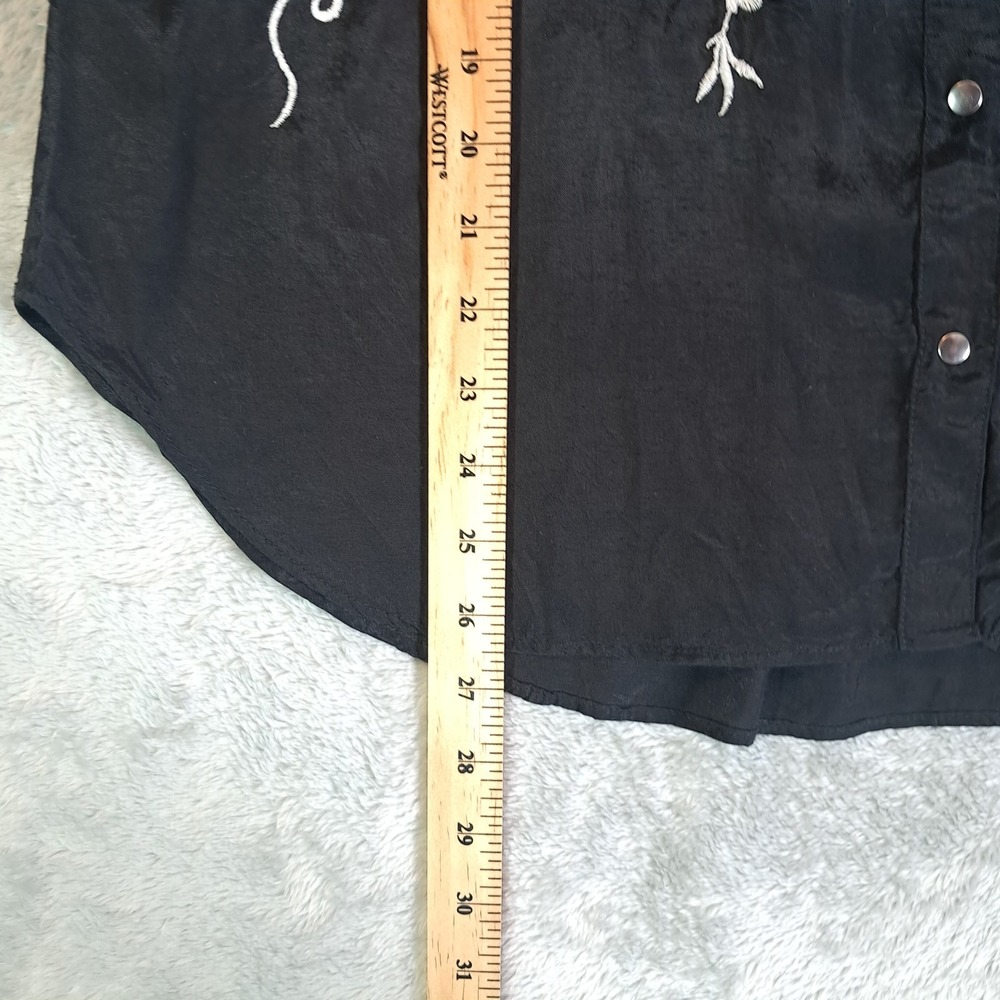 Free People Ariel Embroidered Top Black Western Floral Snap Front Shirt Small - Picture 7 of 7